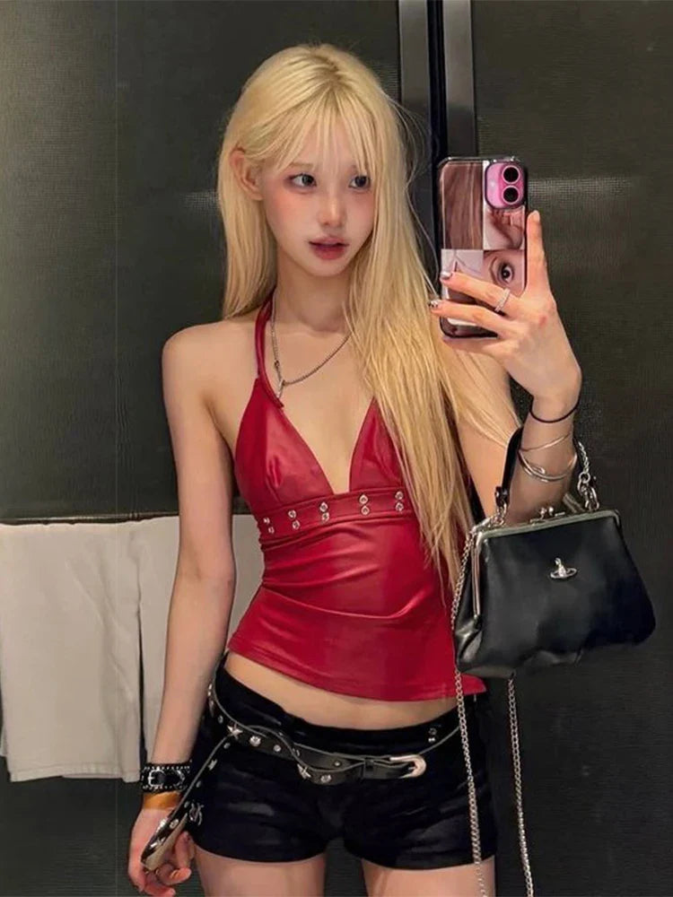 Chic Backless Leather Tank